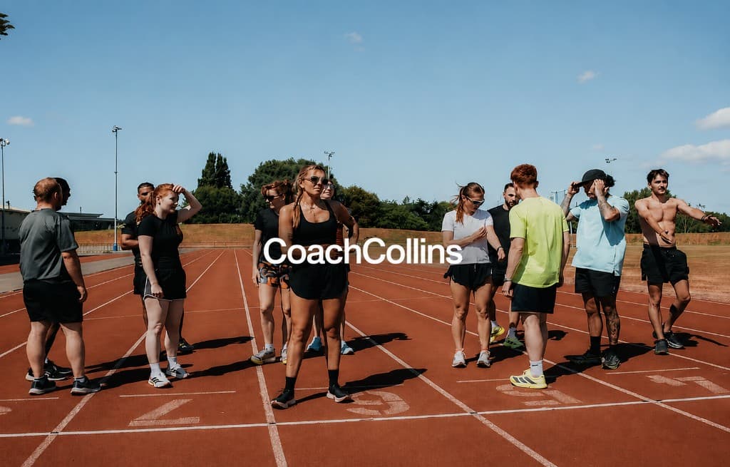 CoachCollins personal training team on the track — website design project